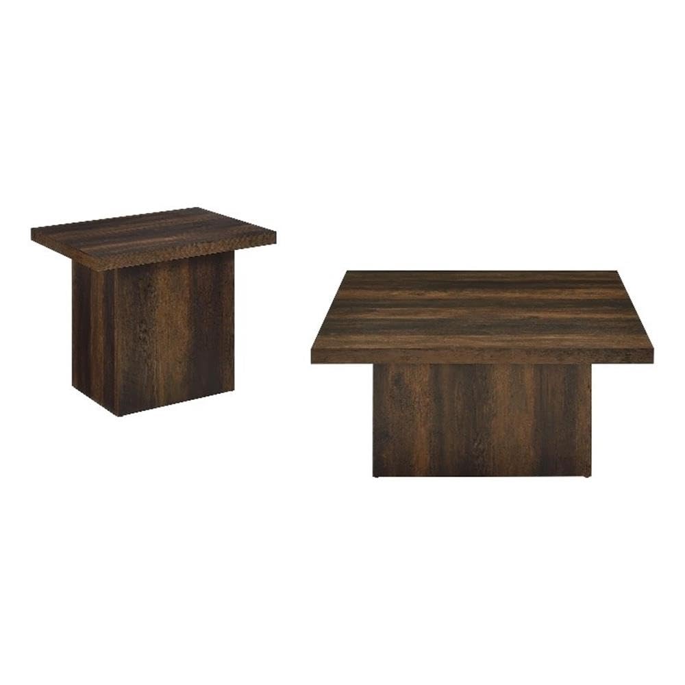 Dark Pine 2-Piece Square Coffee Table Set F198