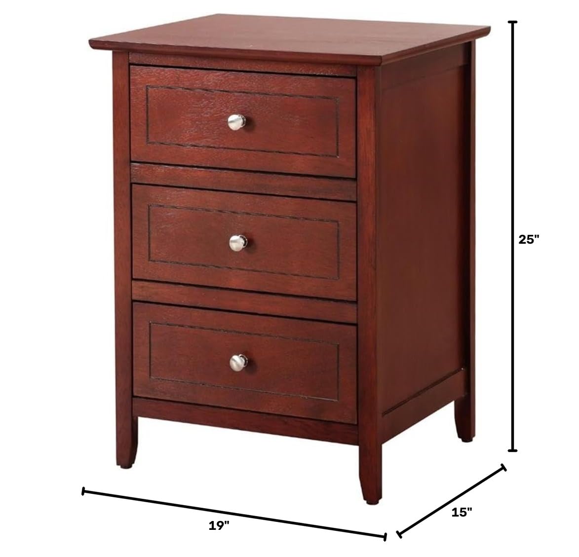 3-Drawer Solid Wood Nightstand T662962