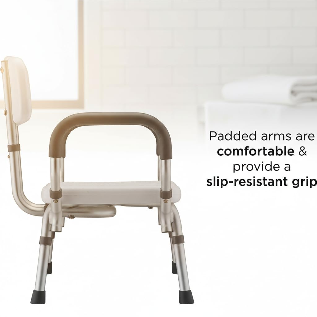 Bath & Shower Seat with U-Shaped Cutout, Padded Removable Arms & Back Z206