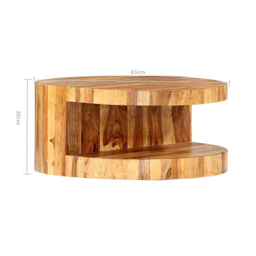 Sheesham Wood Round Coffee Table with Storage Shelf C47814