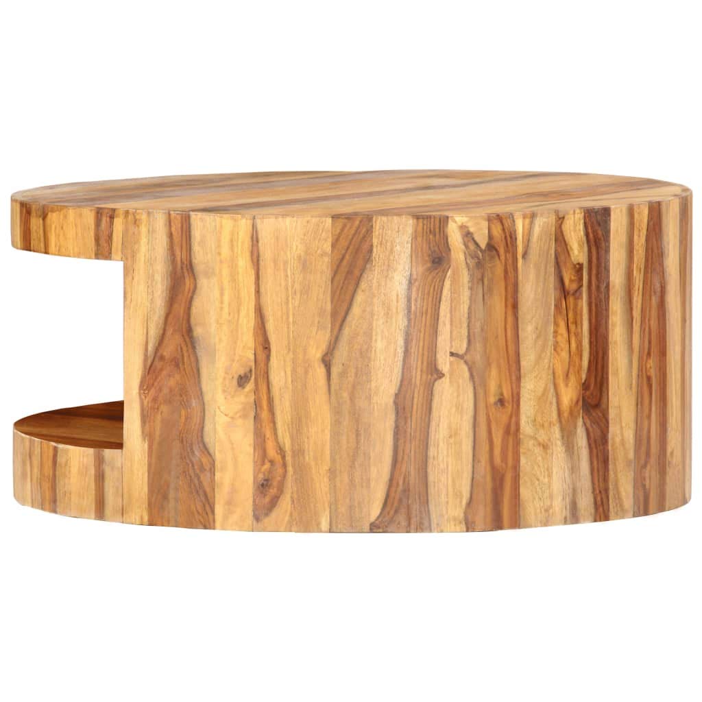 Sheesham Wood Round Coffee Table with Storage Shelf C47814