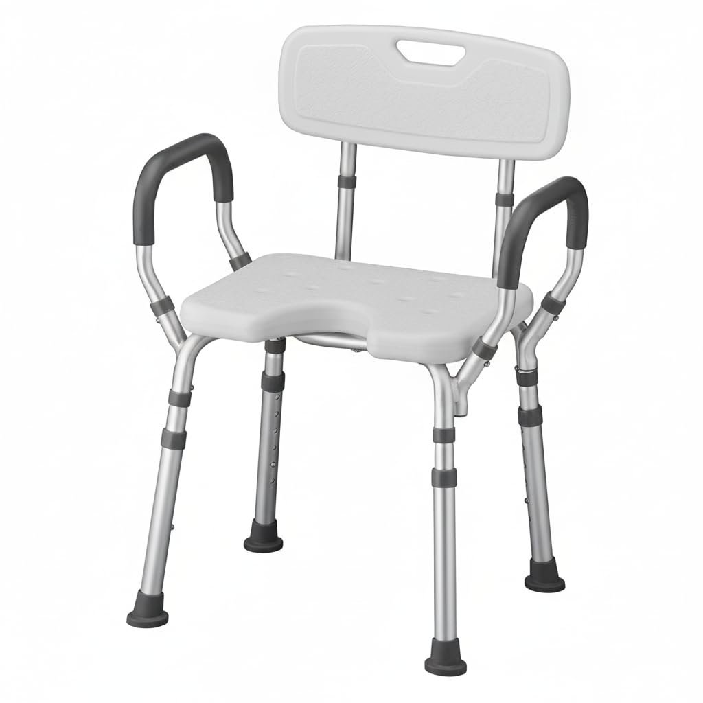 Bath & Shower Seat with U-Shaped Cutout, Padded Removable Arms & Back Z206