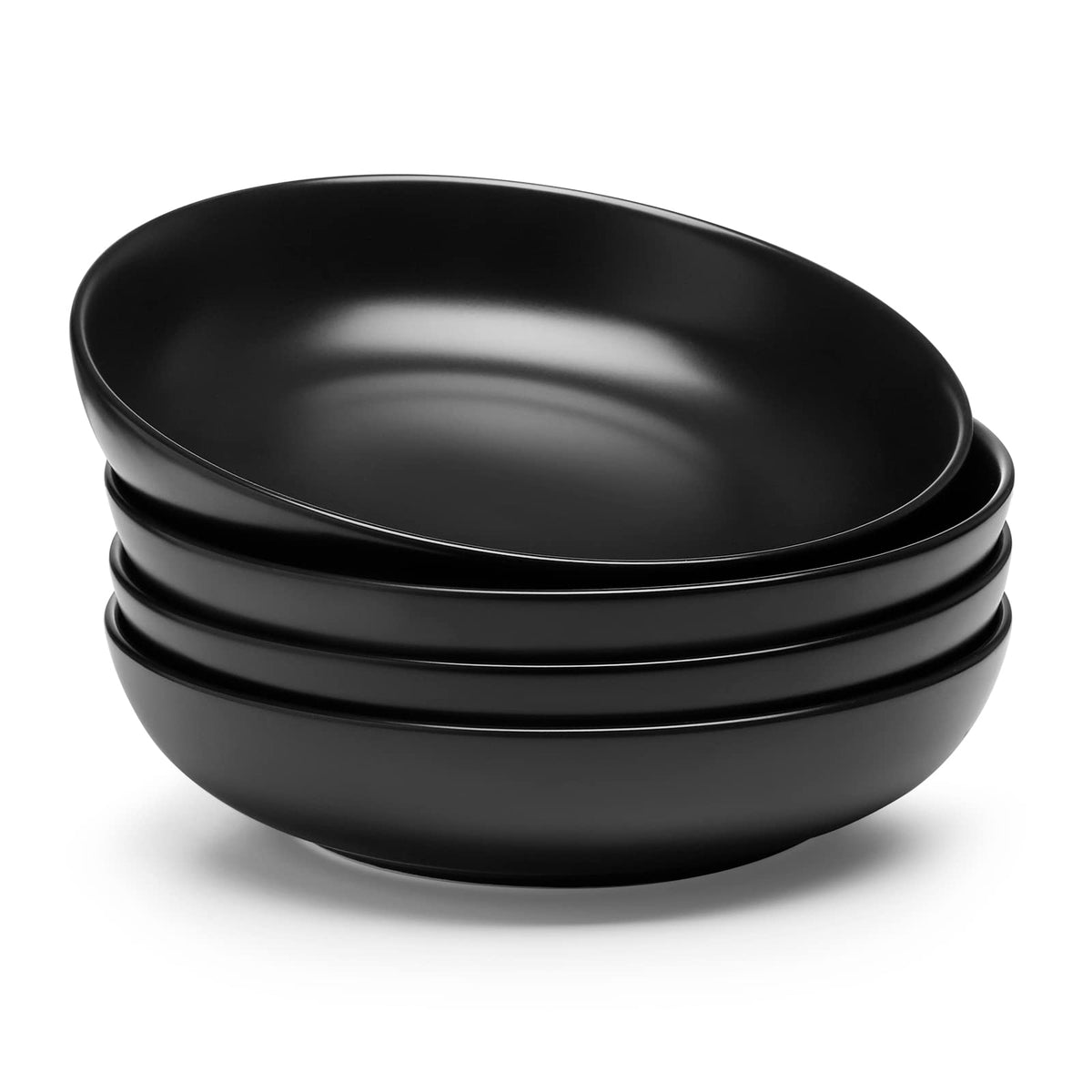 Matte Black Porcelain Pasta Bowls Set of 4 N15272