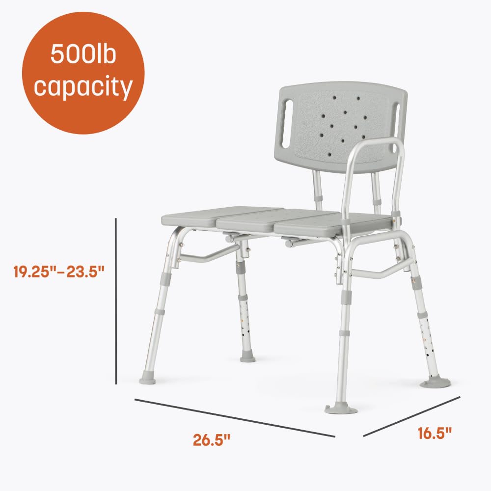 Bariatric Tub Transfer Bench with Anti-Slip Suction Feet 500lb Weight Capacity B906