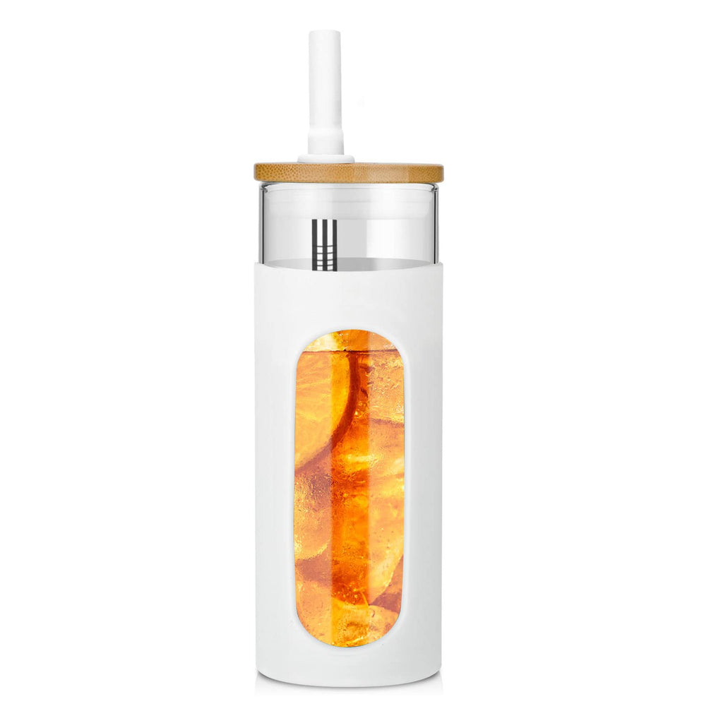 22 oz Glass Tumbler with Lid and Straw H8094