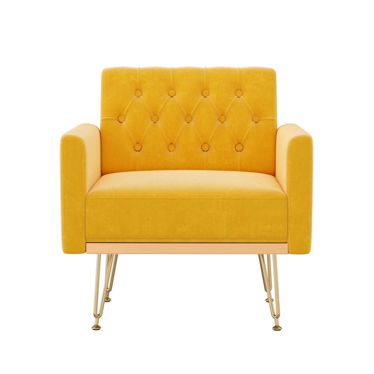 Velvet Upholstered Single Sofa Couch with Gold Metal Legs C703423