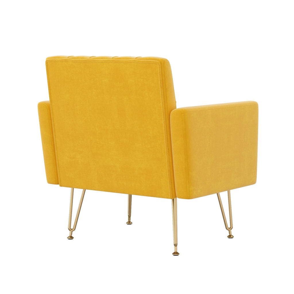 Velvet Upholstered Single Sofa Couch with Gold Metal Legs C703423