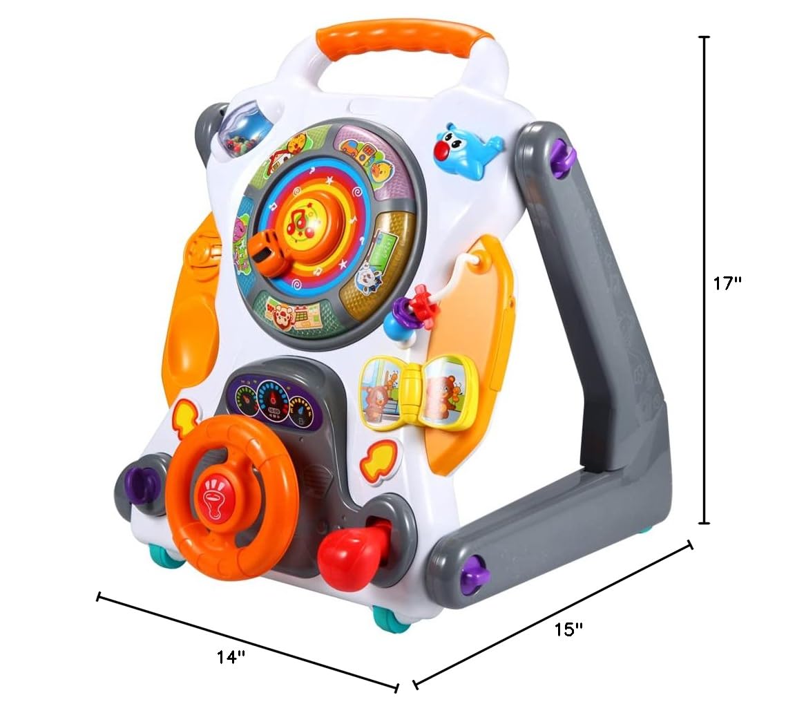 3-in-1 Sit-to-Stand Baby Walker Learning Walker Entertainment Table Drawing Board White/Gray N432