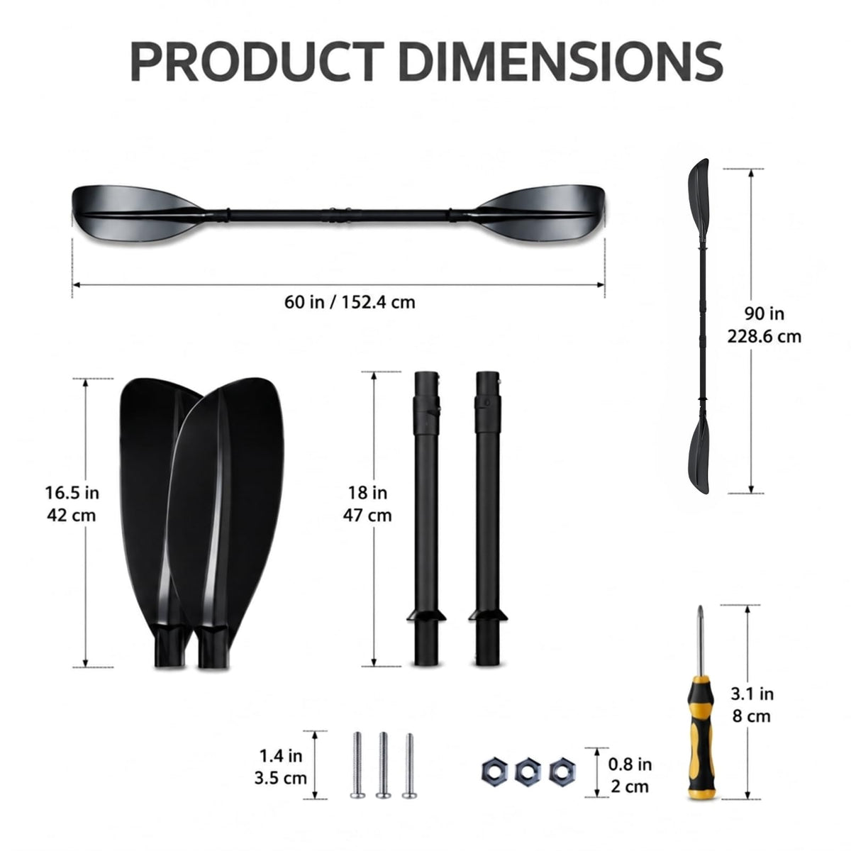 Heavy Duty Portable Kayak Paddle with Non-Slip Grip V7834