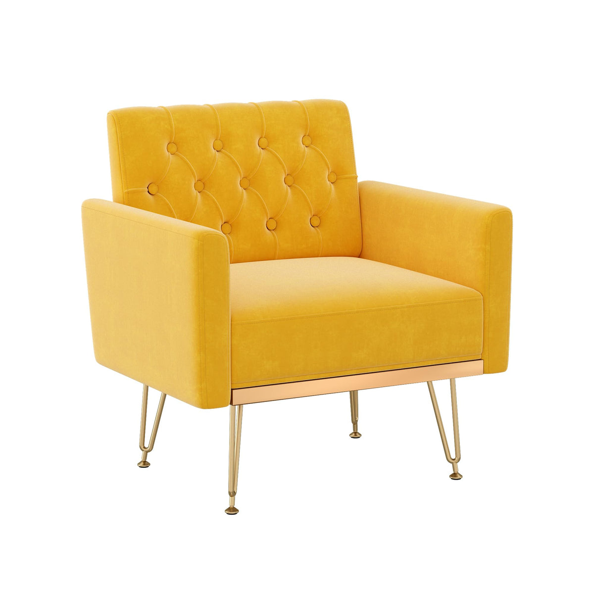 Velvet Upholstered Single Sofa Couch with Gold Metal Legs C703423