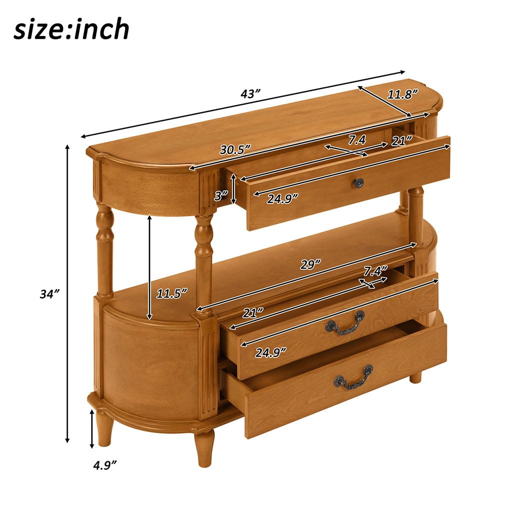 Solid Wood Console Table with 3 Drawers H65106