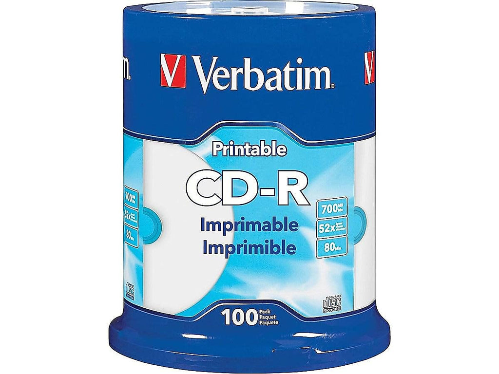 CD-R 52X 700MB/80 Minute White Inkjet Printable 100 Pack Spindle B98000