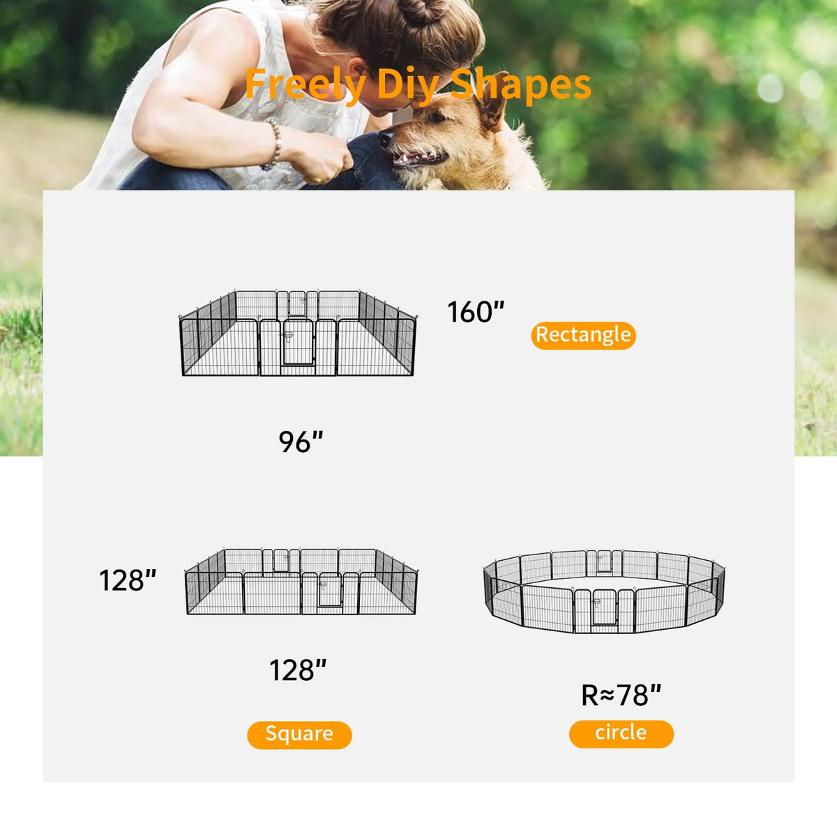 16 Panel 24 Inch Black Metal Dog Playpen B447069