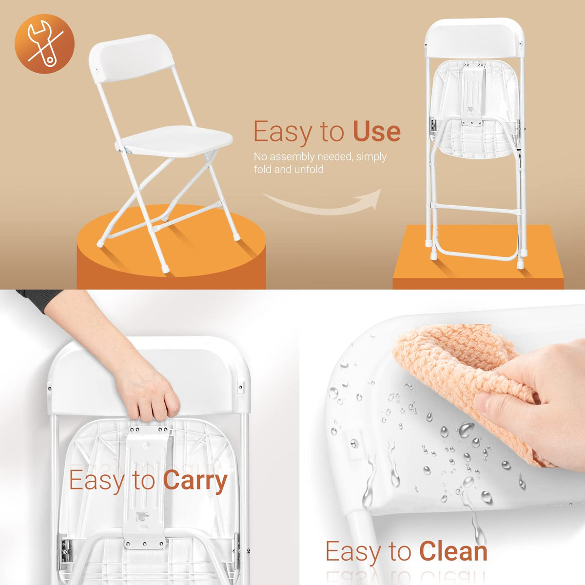 White 10 Pack Folding Chair D7911