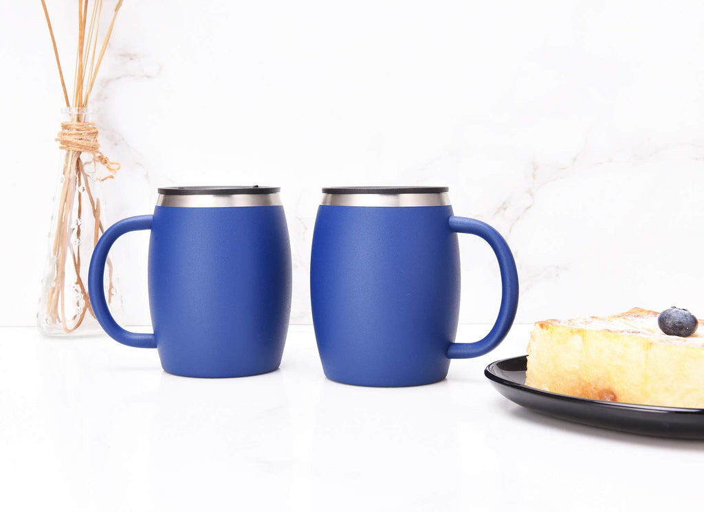 Stainless Steel Insulated Coffee Mugs Set of 2 14oz J342