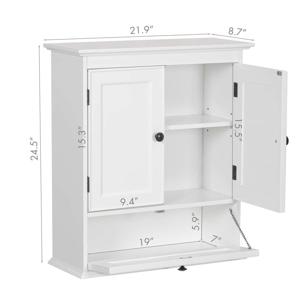 White Bathroom Wall Cabinet with Doors Z414