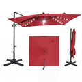 10ft Solar LED Patio Umbrella with Aluminum Pole J837425
