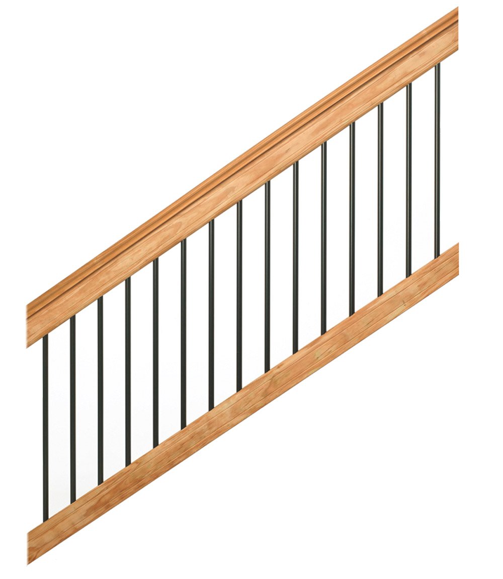 6 ft. Southern Yellow Pine Stair Rail Kit with Black Balusters T390