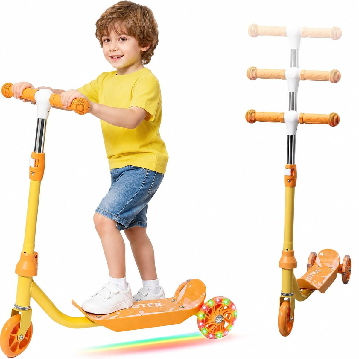 LED Light Up 3 Wheel Kids Scooter with Adjustable Handlebar C271