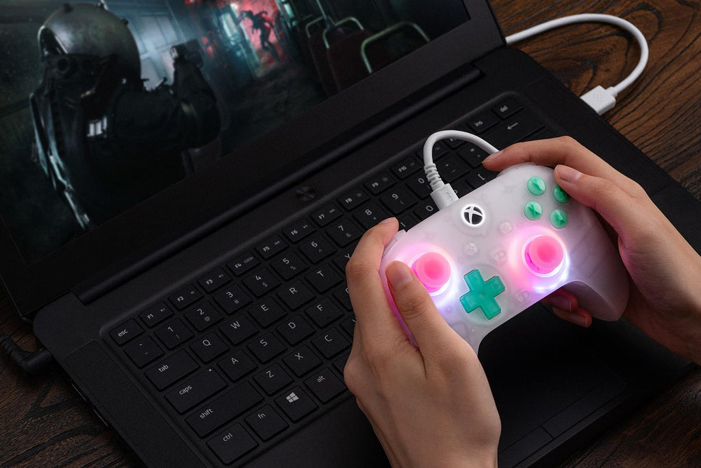Wired Controller with RGB Lighting, Hall Effect Joysticks and Triggers, Translucent Pink S687