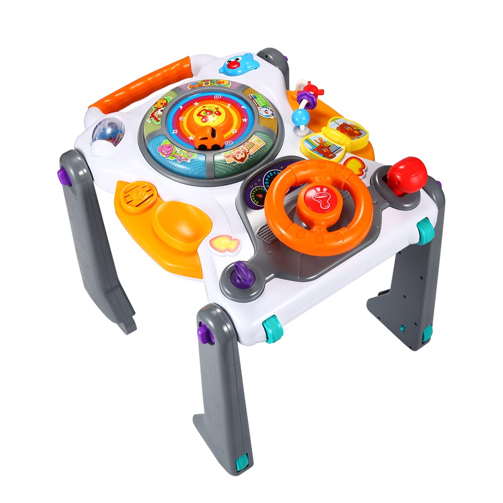 3-in-1 Sit-to-Stand Baby Walker Learning Walker Entertainment Table Drawing Board White/Gray N432