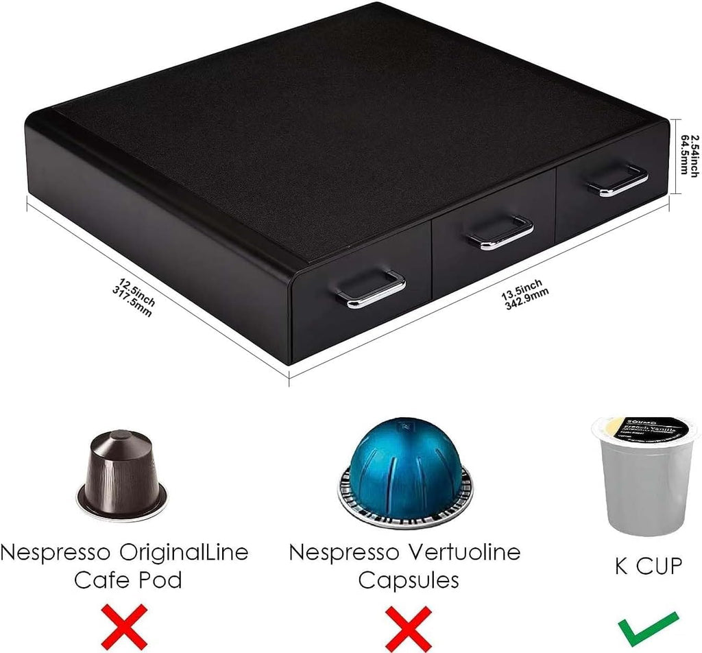 Black 36 Pod Capacity 3 Drawer Coffee Pod Storage Drawer R32118