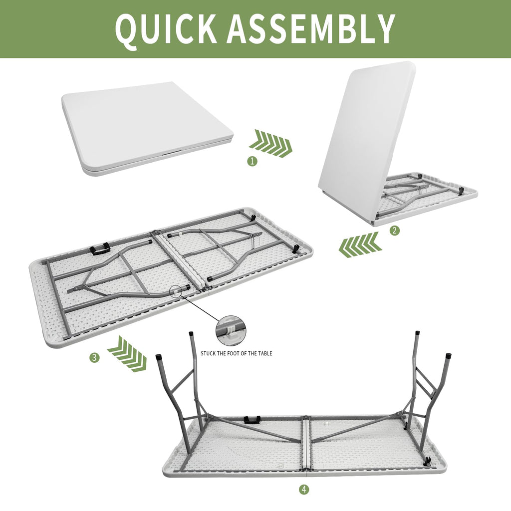 6FT Plastic Folding Table with Lock and Handle L613