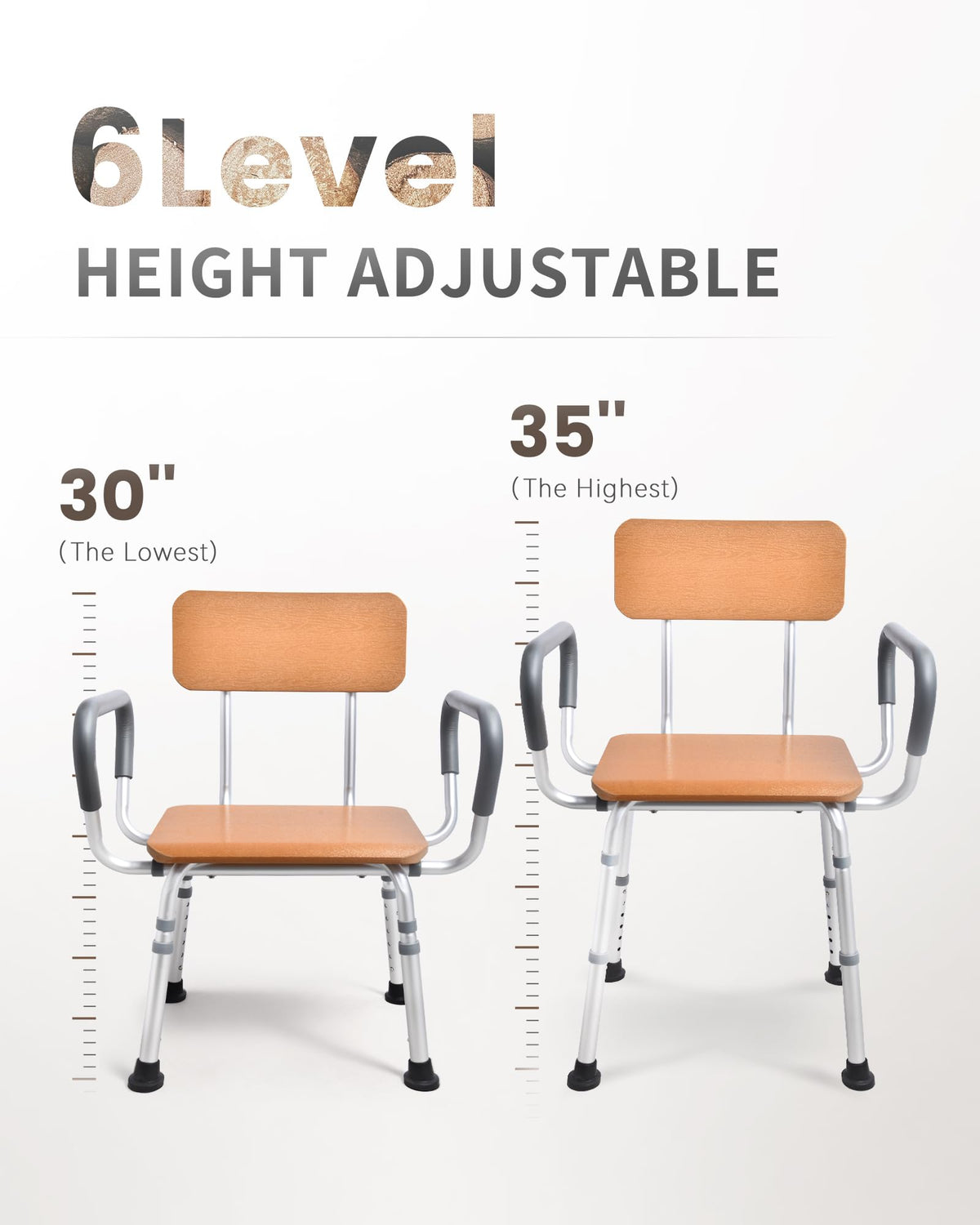 Height Adjustable Shower Chair with Arms and Back J705