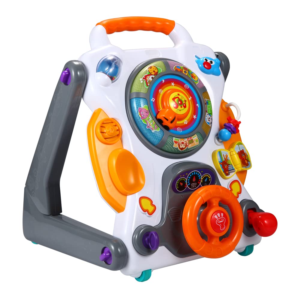 3-in-1 Sit-to-Stand Baby Walker Learning Walker Entertainment Table Drawing Board White/Gray N432