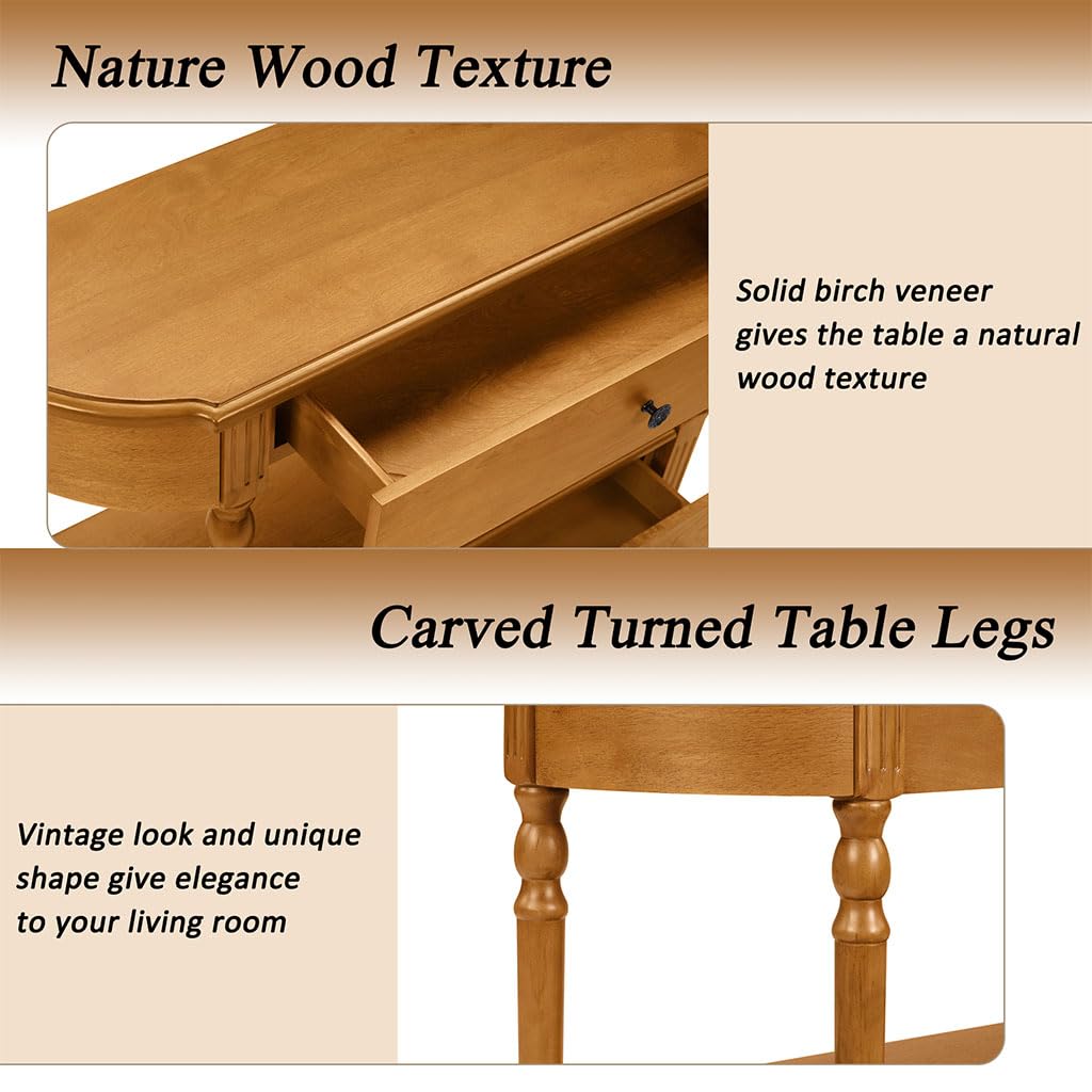 Solid Wood Console Table with 3 Drawers H65106
