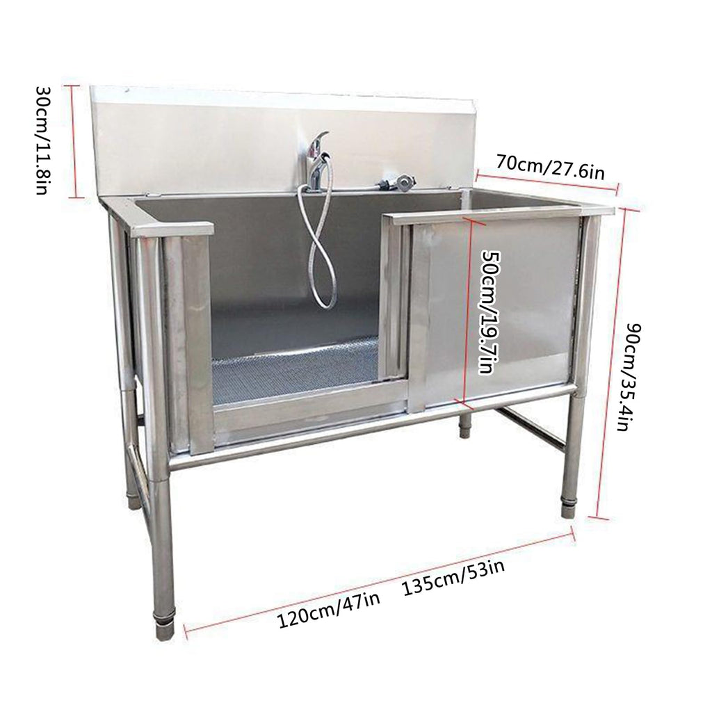 53'' Stainless Steel Pet Grooming Tub with Walk-in Stairs V443
