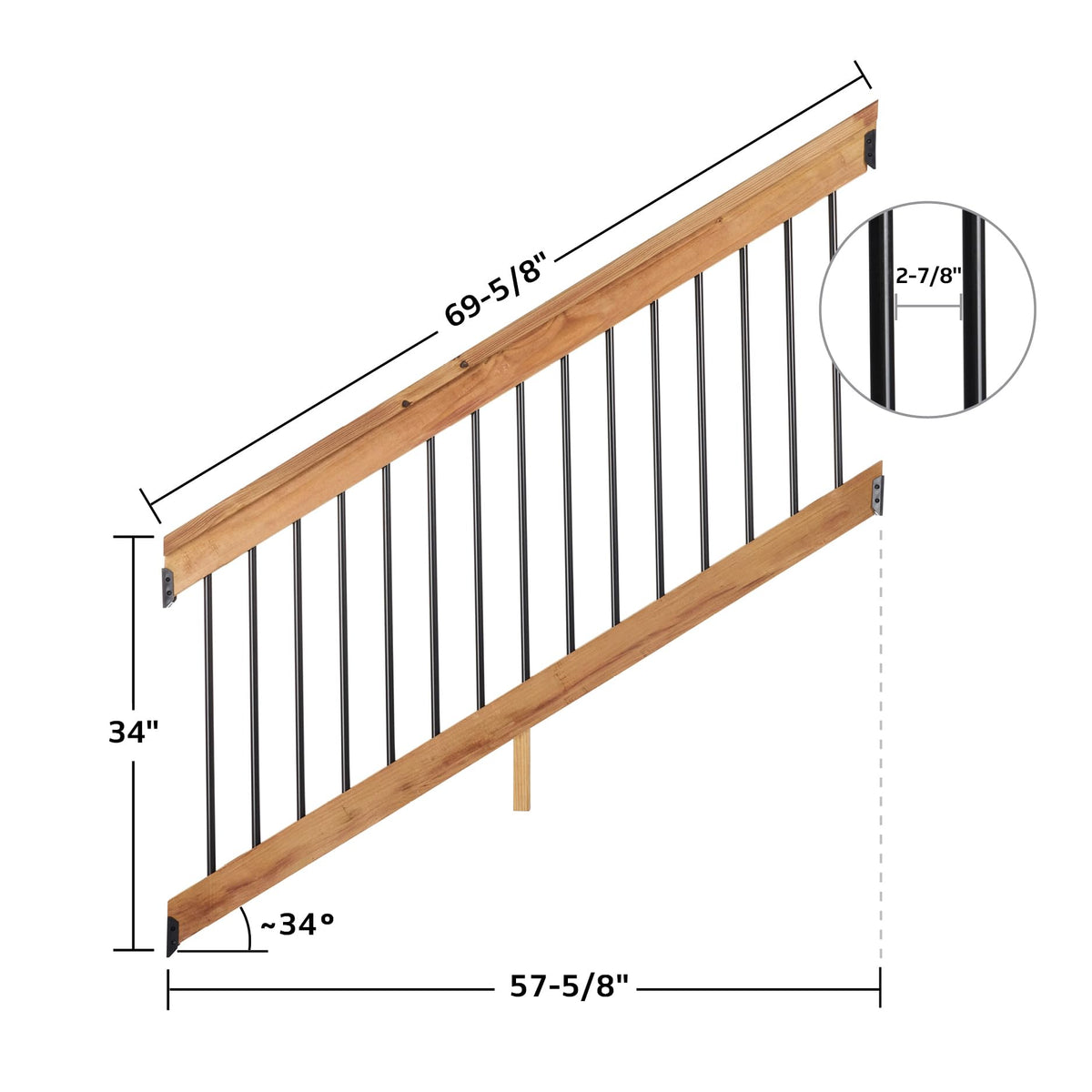 6 ft. Southern Yellow Pine Stair Rail Kit with Black Balusters T390