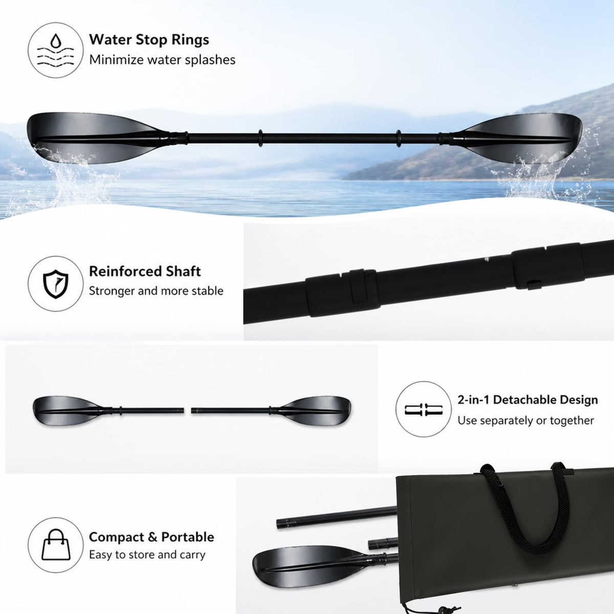 Heavy Duty Portable Kayak Paddle with Non-Slip Grip V7834