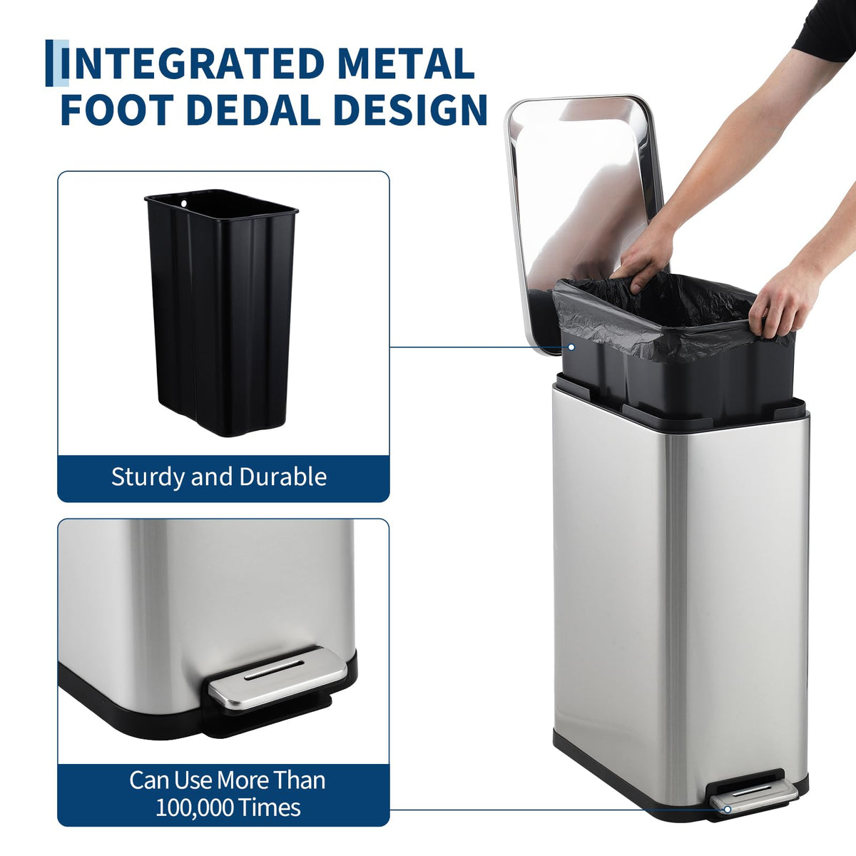 13 Gallon Stainless Steel Slim Kitchen Trash Can V521611