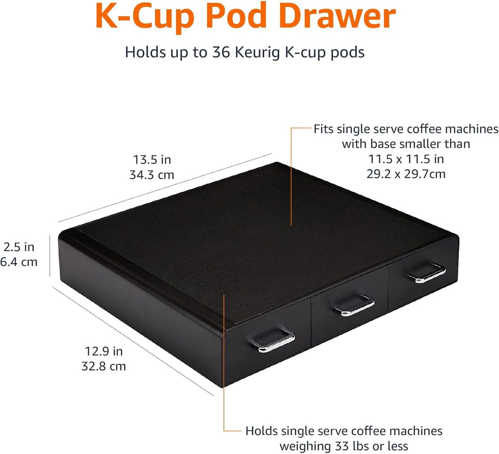 Black 36 Pod Capacity 3 Drawer Coffee Pod Storage Drawer R32118