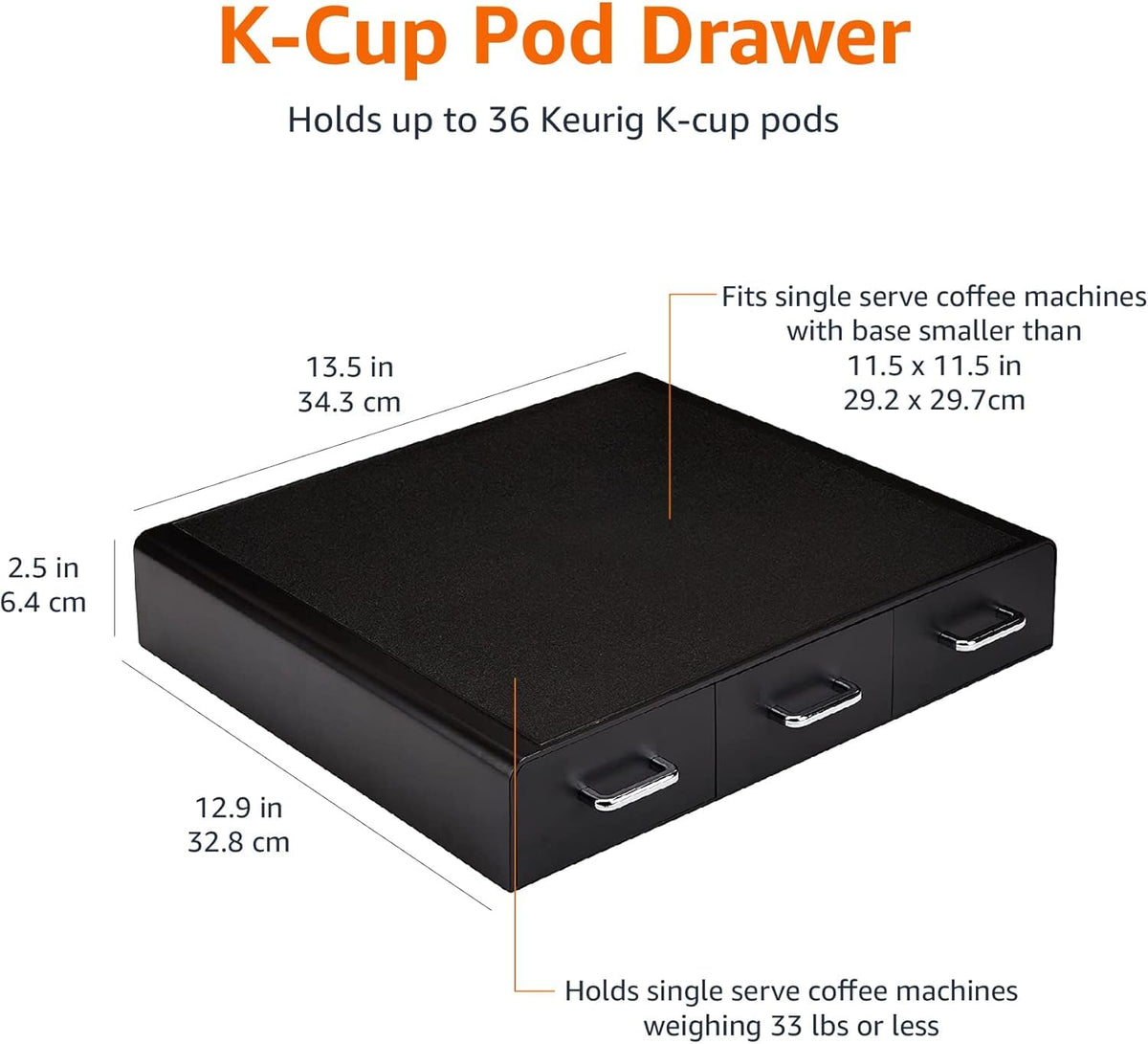 Black 36 Pod Capacity 3 Drawer Coffee Pod Storage Drawer R32118