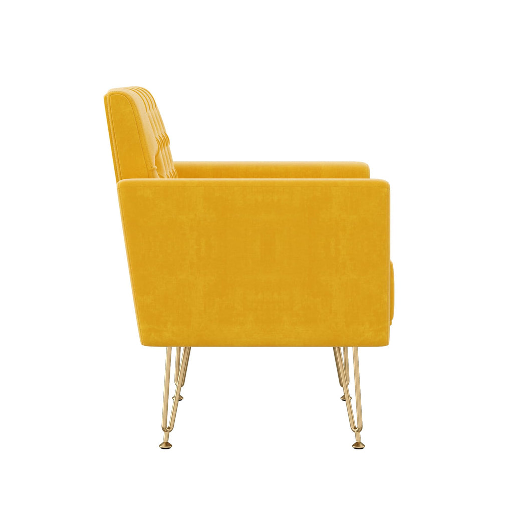Velvet Upholstered Single Sofa Couch with Gold Metal Legs C703423