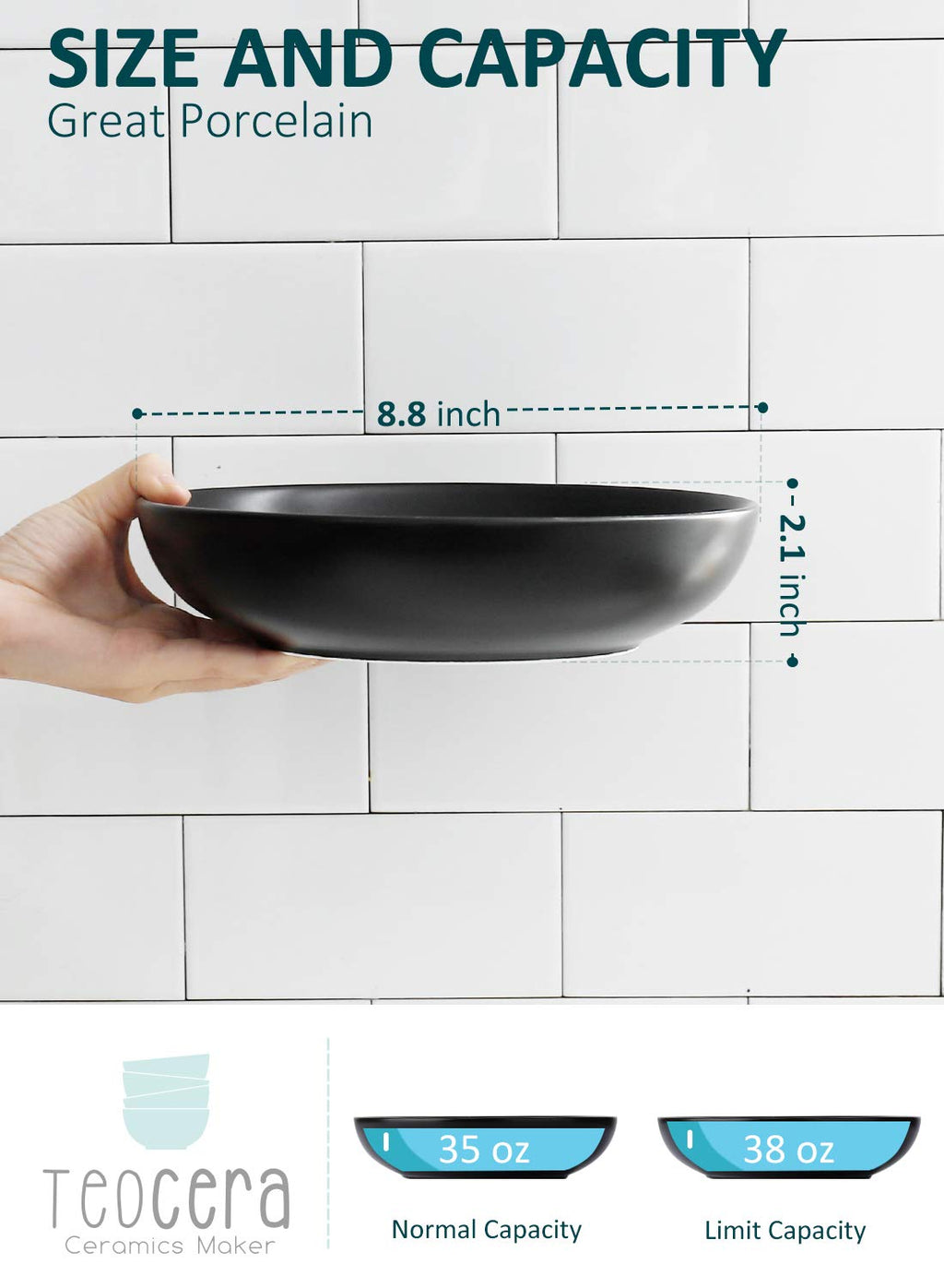 Matte Black Porcelain Pasta Bowls Set of 4 N15272