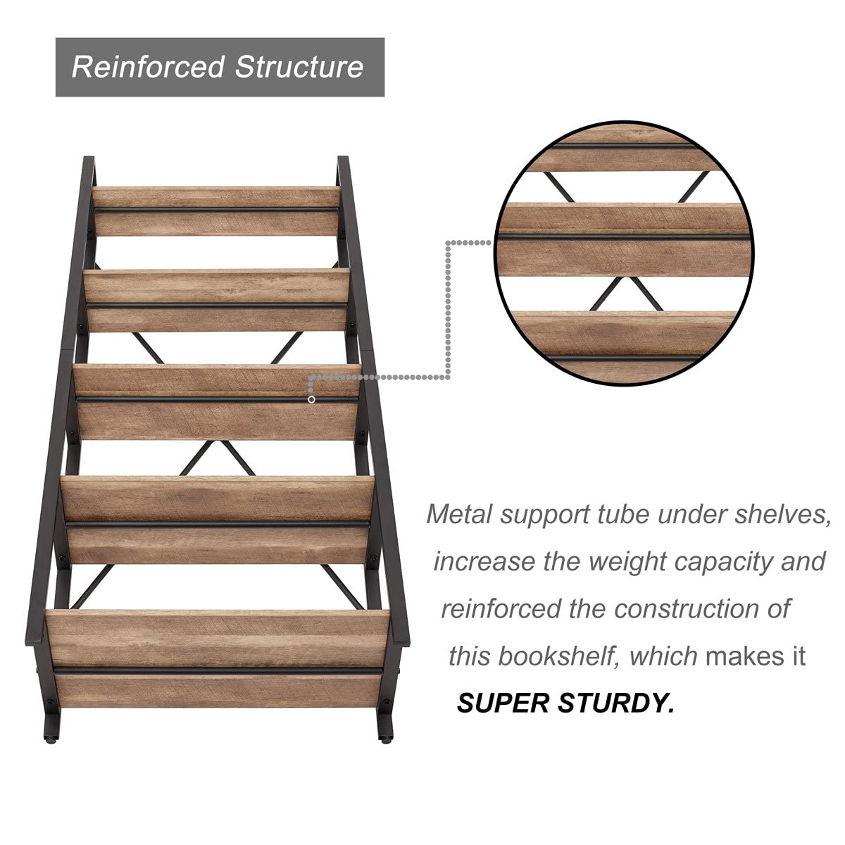 5 Tier Wood and Metal Ladder Bookshelf U699617
