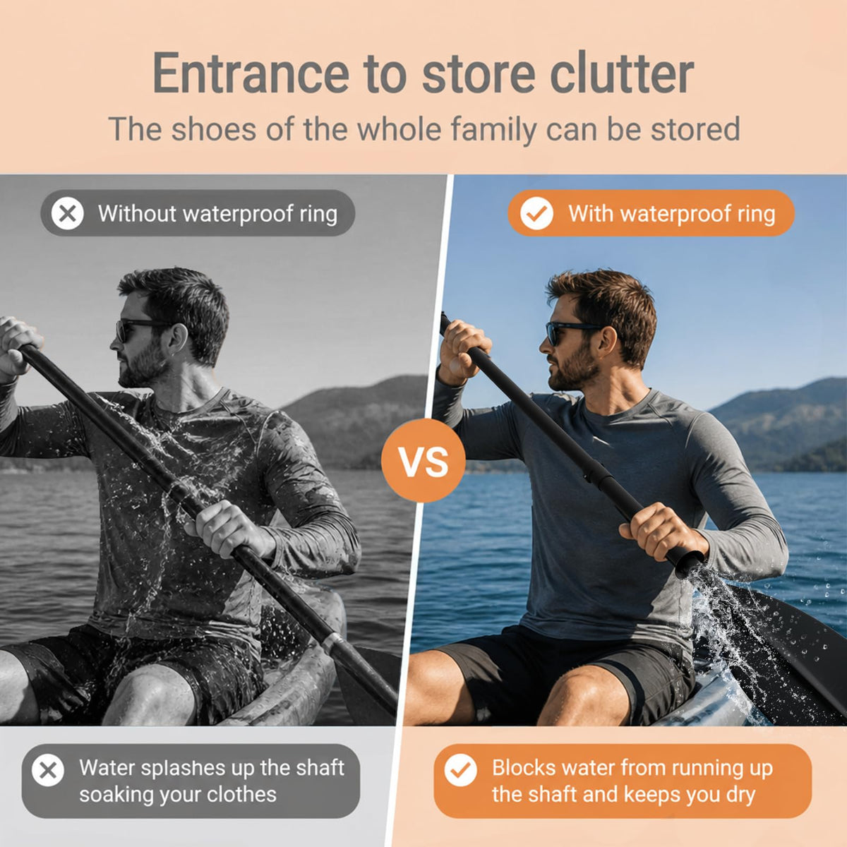 Heavy Duty Portable Kayak Paddle with Non-Slip Grip V7834