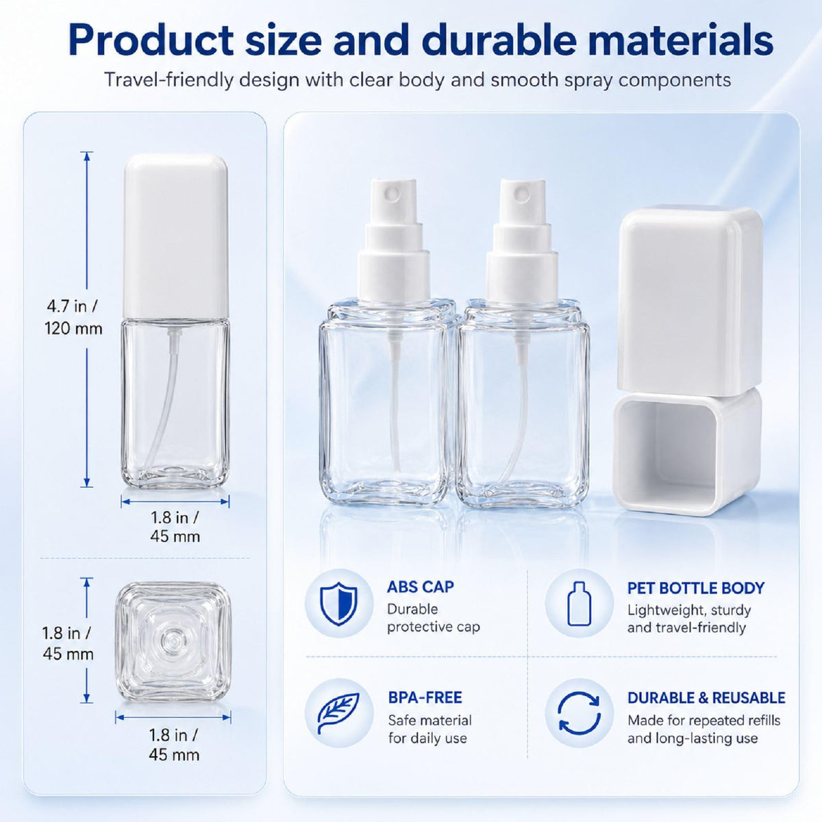 2 Pack 2.7oz Fine Mist Spray Bottles Z351