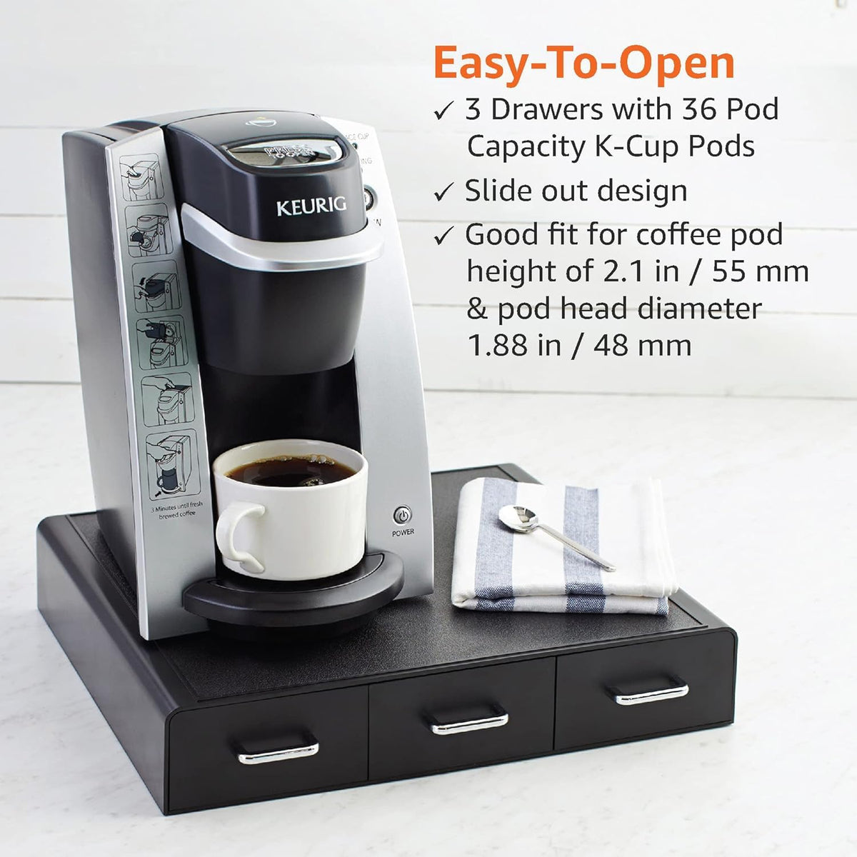 Black 36 Pod Capacity 3 Drawer Coffee Pod Storage Drawer R32118