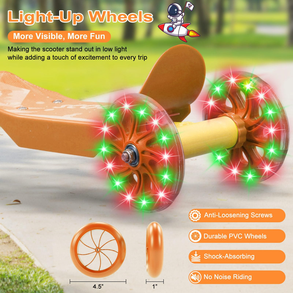 LED Light Up 3 Wheel Kids Scooter with Adjustable Handlebar C271