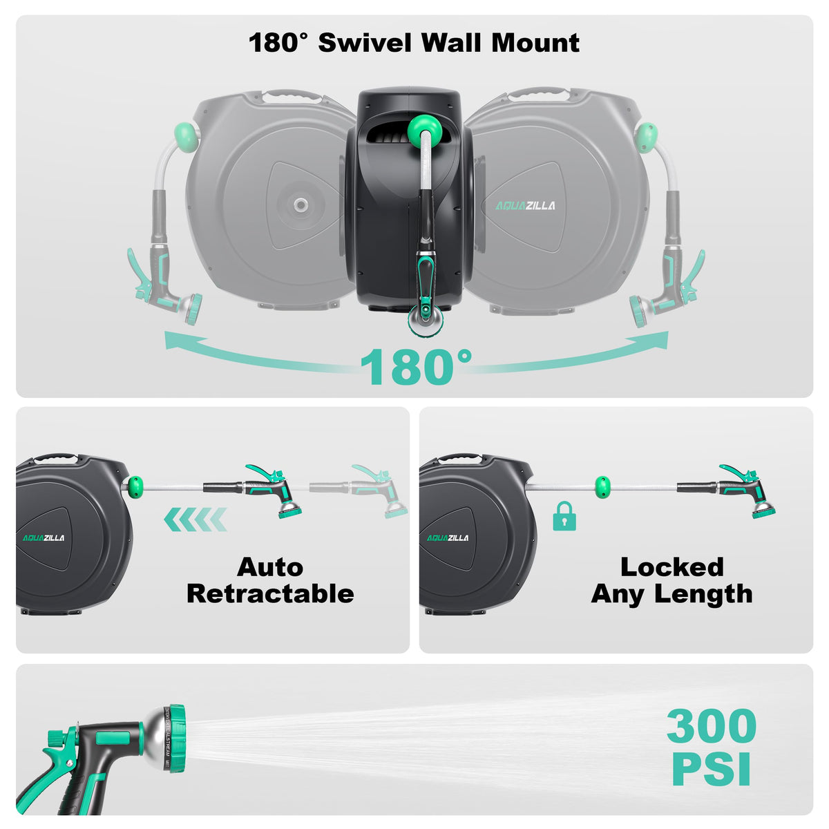 Retractable Garden Hose Reel, 65FT +6FT 5/8" Wall Mounted G20988
