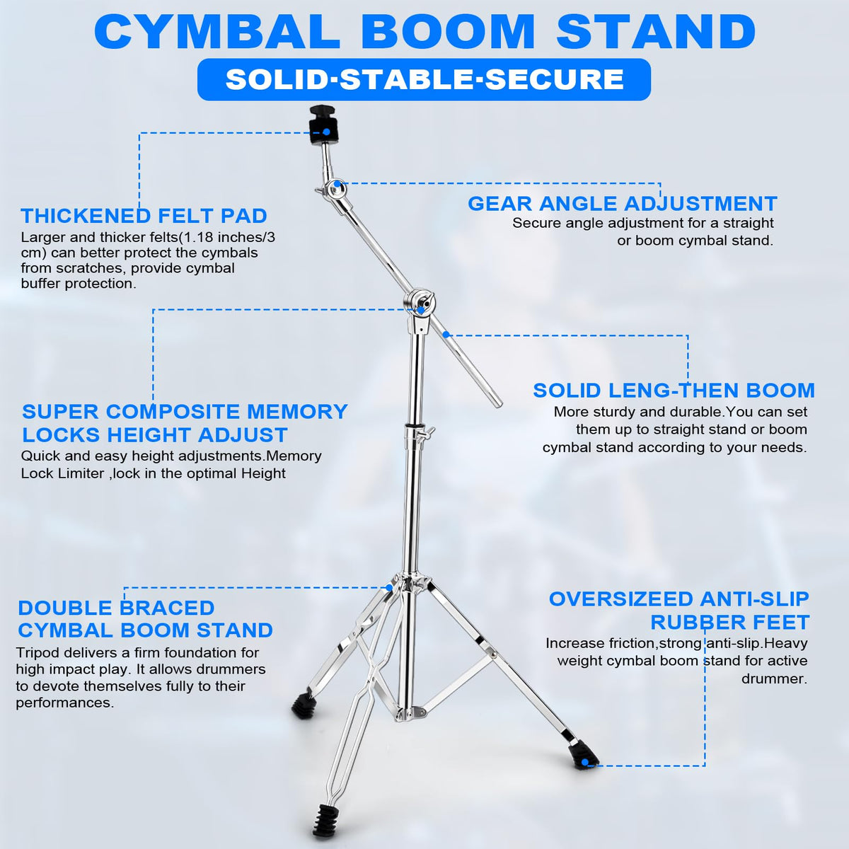 Adjustable 2 Pack Cymbal Boom Stand F4193