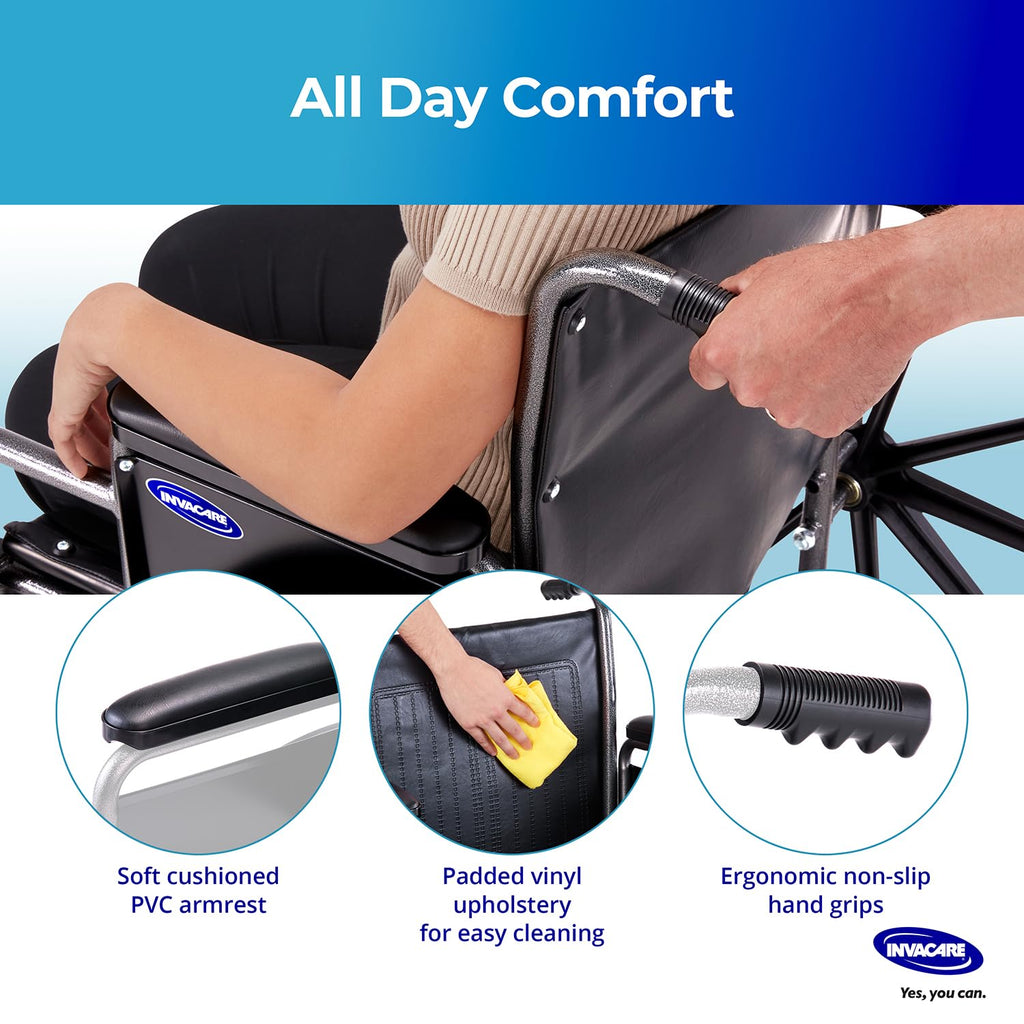Portable Folding Lightweight Manual Wheelchair 18 Inch Seat K923