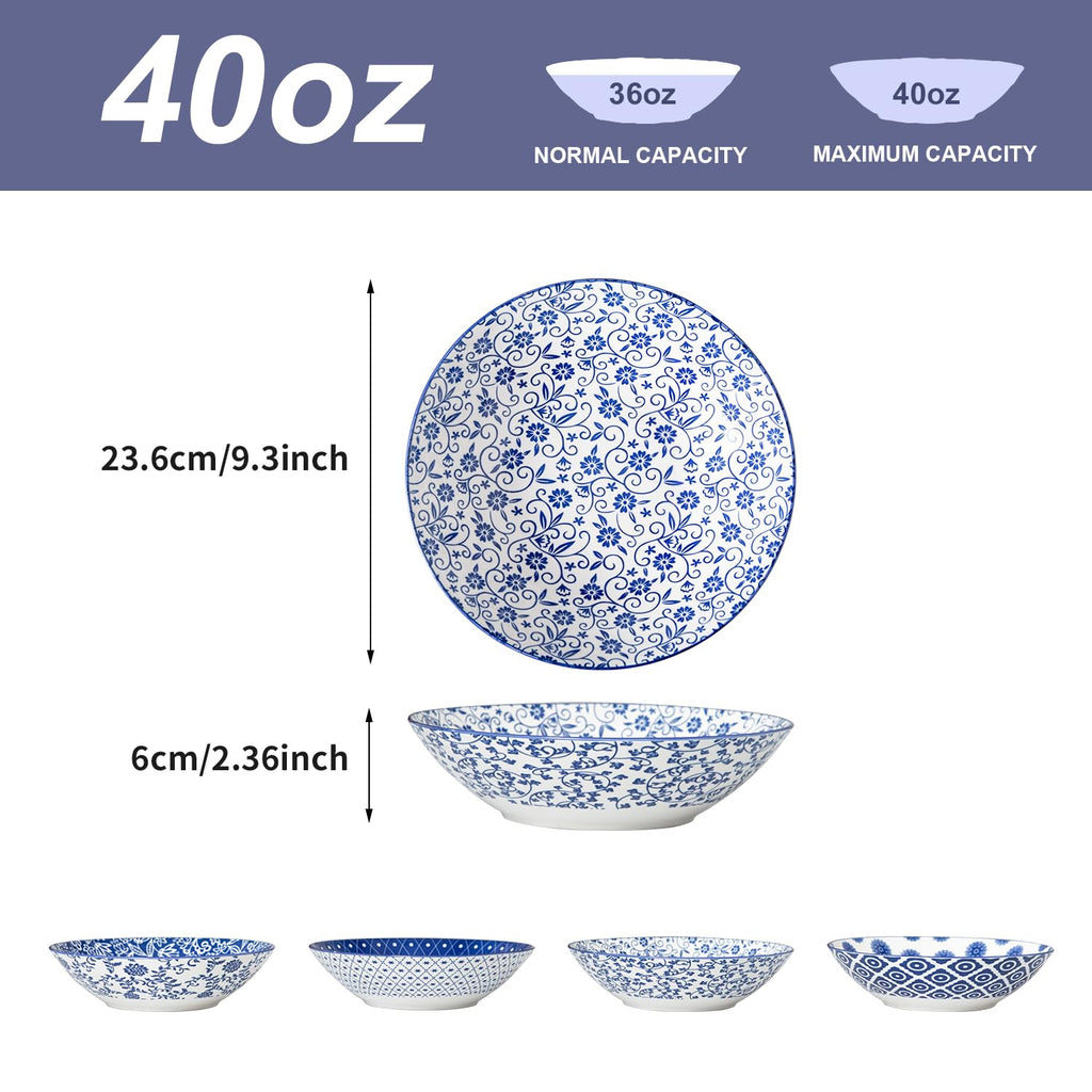 40 Oz Ceramic Pasta Bowls Set of 4 U291