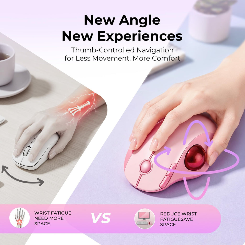 Wireless Ergonomic Pink Trackball Mouse B973085