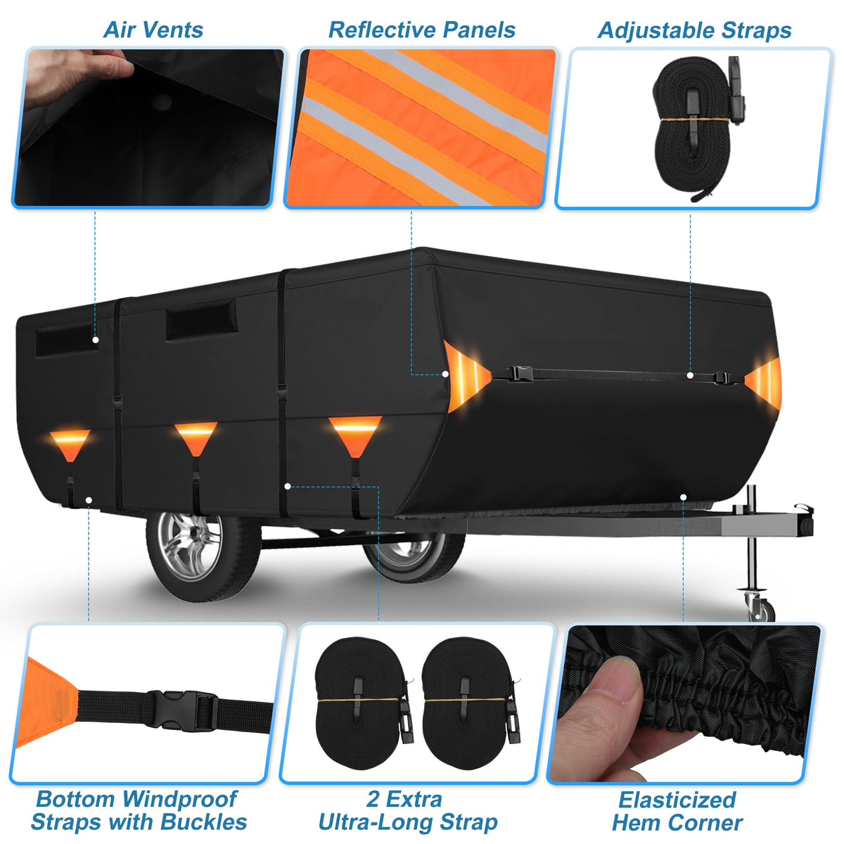 14ft-16ft Heavy Duty Oxford Waterproof Pop-Up Camper Cover Q901972