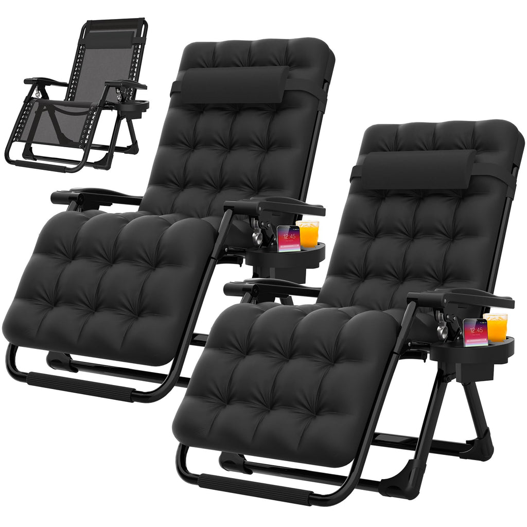 Zero Gravity Reclining Camping Chair Set of 2 with Cushion B38846